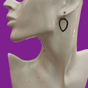 KENNETH COLE Gunmetal Marcasite Hollow Teardrop Hook Earrings